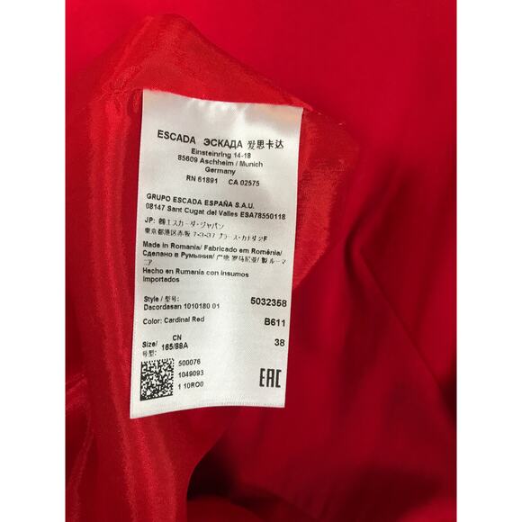 New Escada Sport 38 Cardinal Red Dress Stretch Wool Designer Cocktail Party - Picture 9 of 12